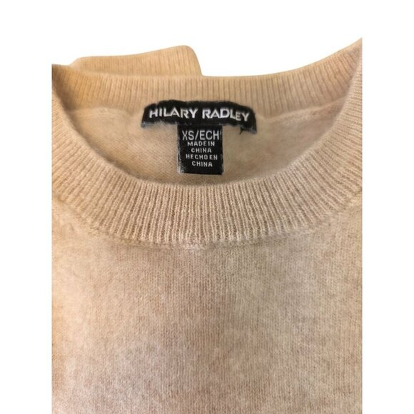 Hilary Radley Classic Cashmere Crew Neck Sweater Women Sz XS Oatmeal Long Sleeve - Picture 7 of 7